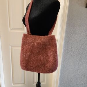 Cozy Pink Wool Handmade Bag